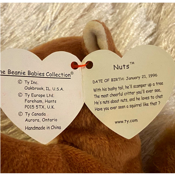 𖣘ⴽ𝖠ⴽⴹ𖣘   RARE Ty Beanie Baby NUTS the SQUIRREL 🐿️ with ERRORS❗️   ꢳ⊂❝᎖ᘸꢳ - Picture 2 of 11